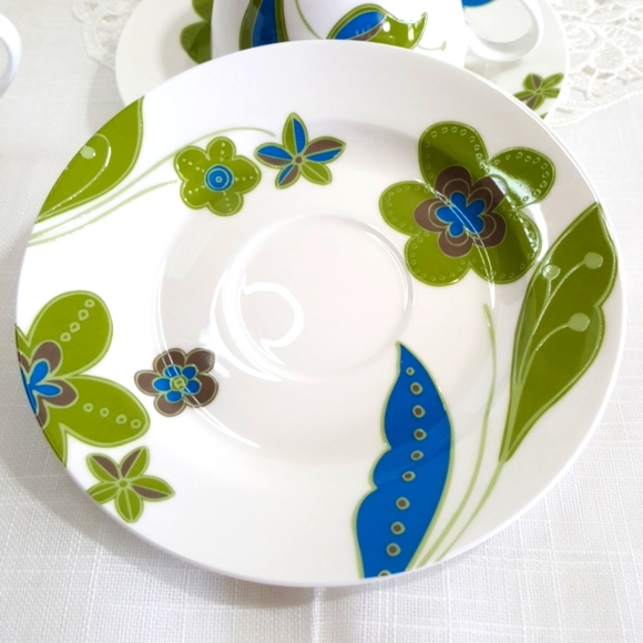 Pair Teacup Saucer AQUA GARDEN, Set of 2 - Picture 7 of 12